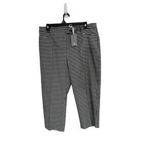 New Preston & York Cropped Ankle Pants sz 18 Stretch Seersucker  Gingham Check